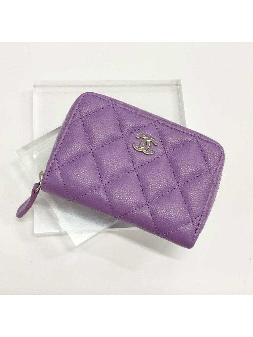 Chanel Caviar Leather CC Logo Quilted Classic Coin Purse